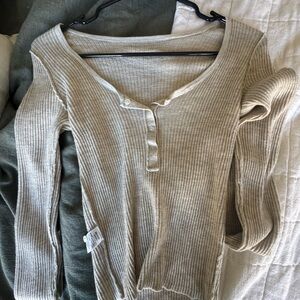 Buck Mason Striped Beige Knit Top